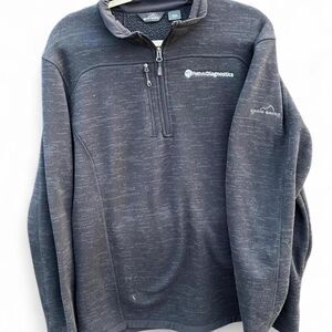 Eddie Bauer Gray Sweater Fleece Quarter-Zip Pullover | Quest Diagnostics Logo